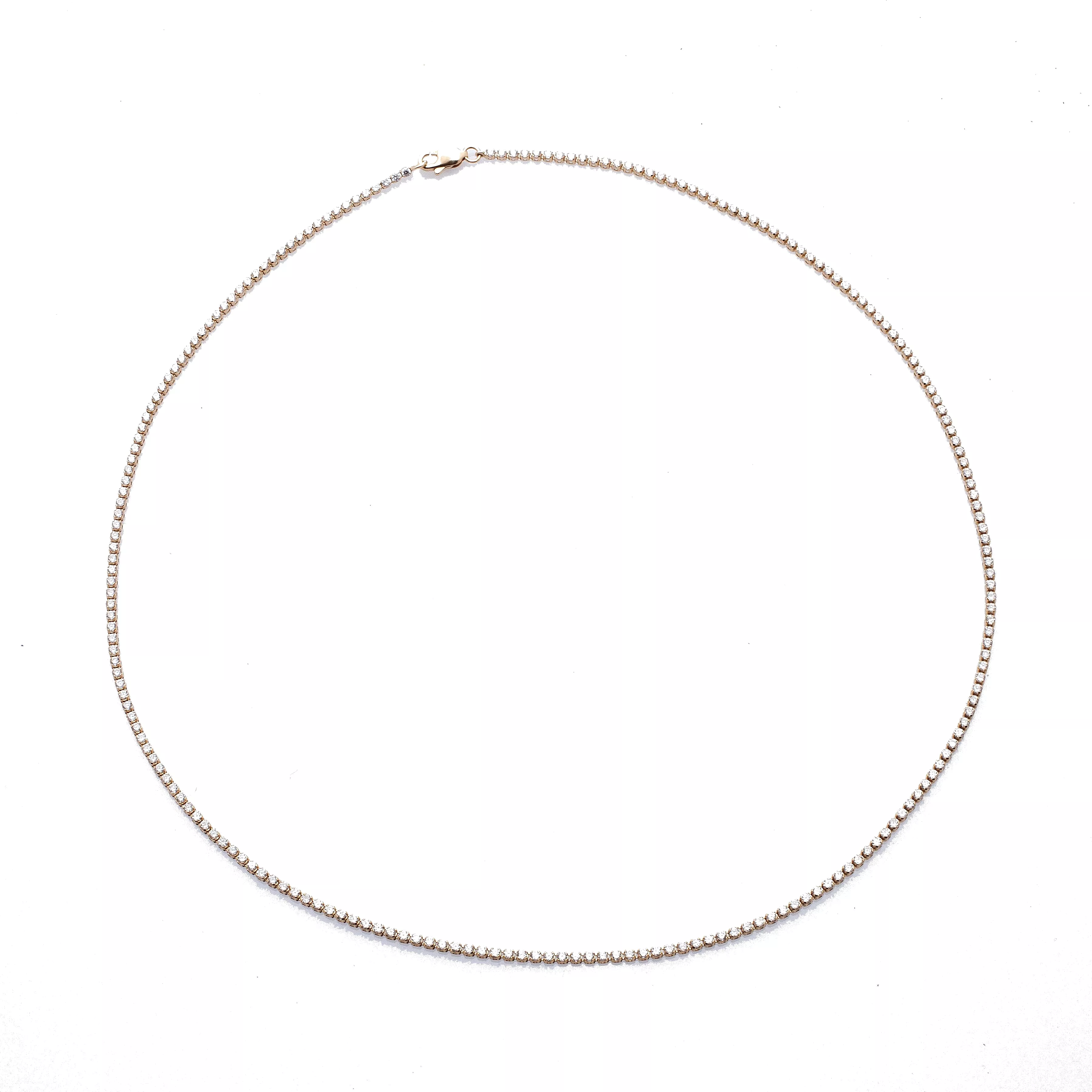 Mini 14K Gold and Diamond Tennis Necklace Invisible Setting