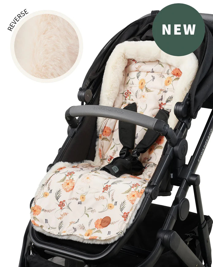 Oioi Reversible Cozy Fleece Pram Liner - Wildflower/Fleece