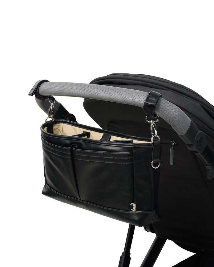 OiOi Signature Pram Caddy - Black Vegan Leather