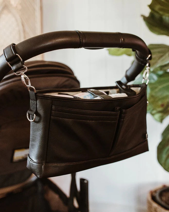 OiOi Signature Pram Caddy - Black Vegan Leather