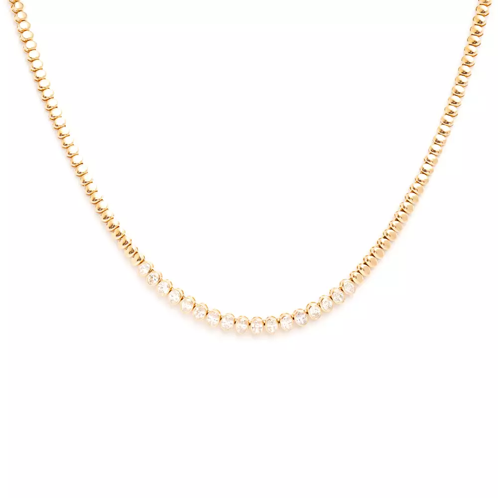 Oval Bezel Demi Tennis Necklace