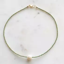 Pearl With Fine 24k Gold + Glass Beads Necklace