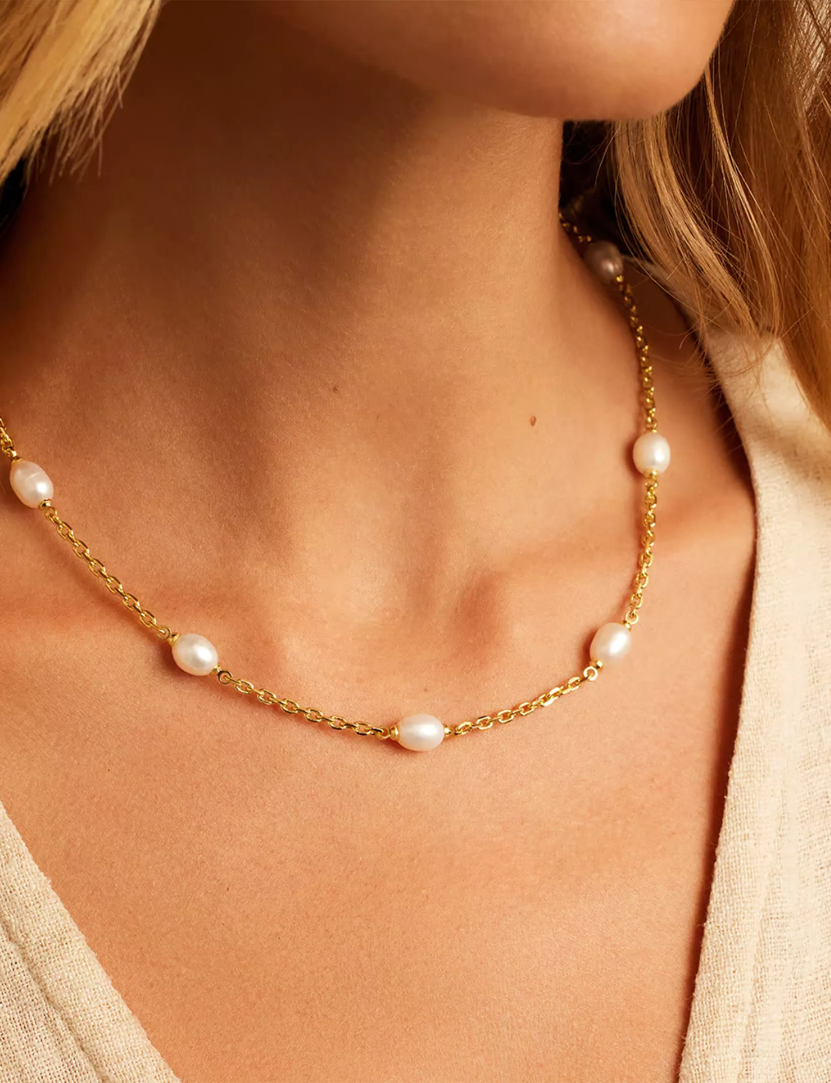 Phoebe Necklace, Gold/Freshwater Pearl