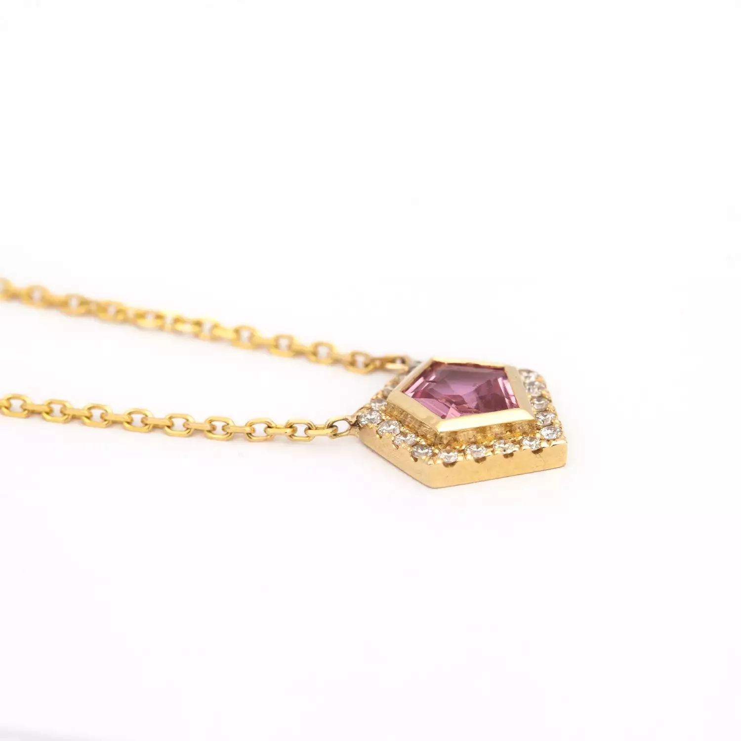 Pink Sapphire Midi Mosaic Shape Necklace