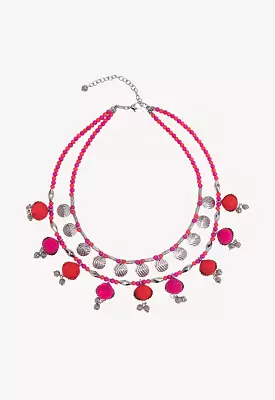 Pom Pom And Metal Beads Necklace