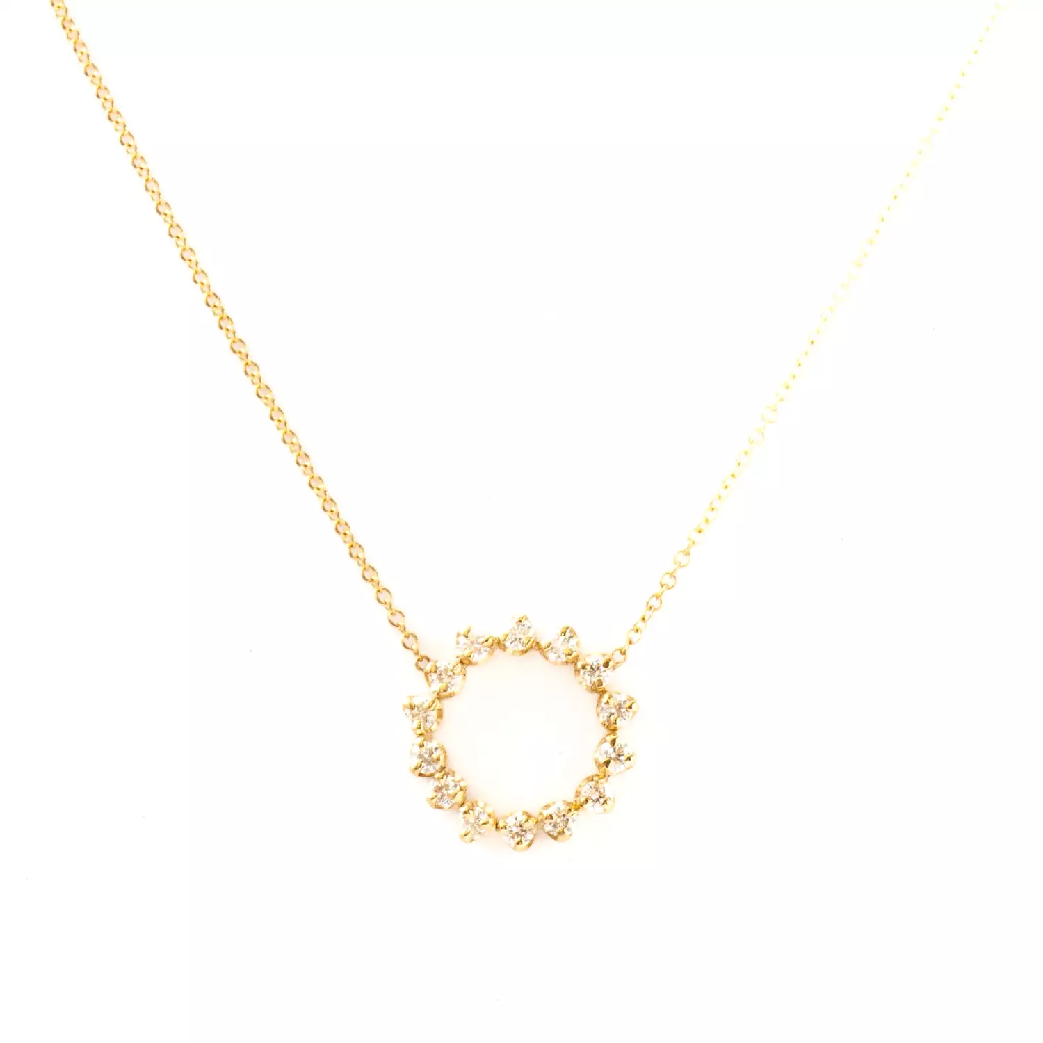 Prong Diamond Circle Necklace