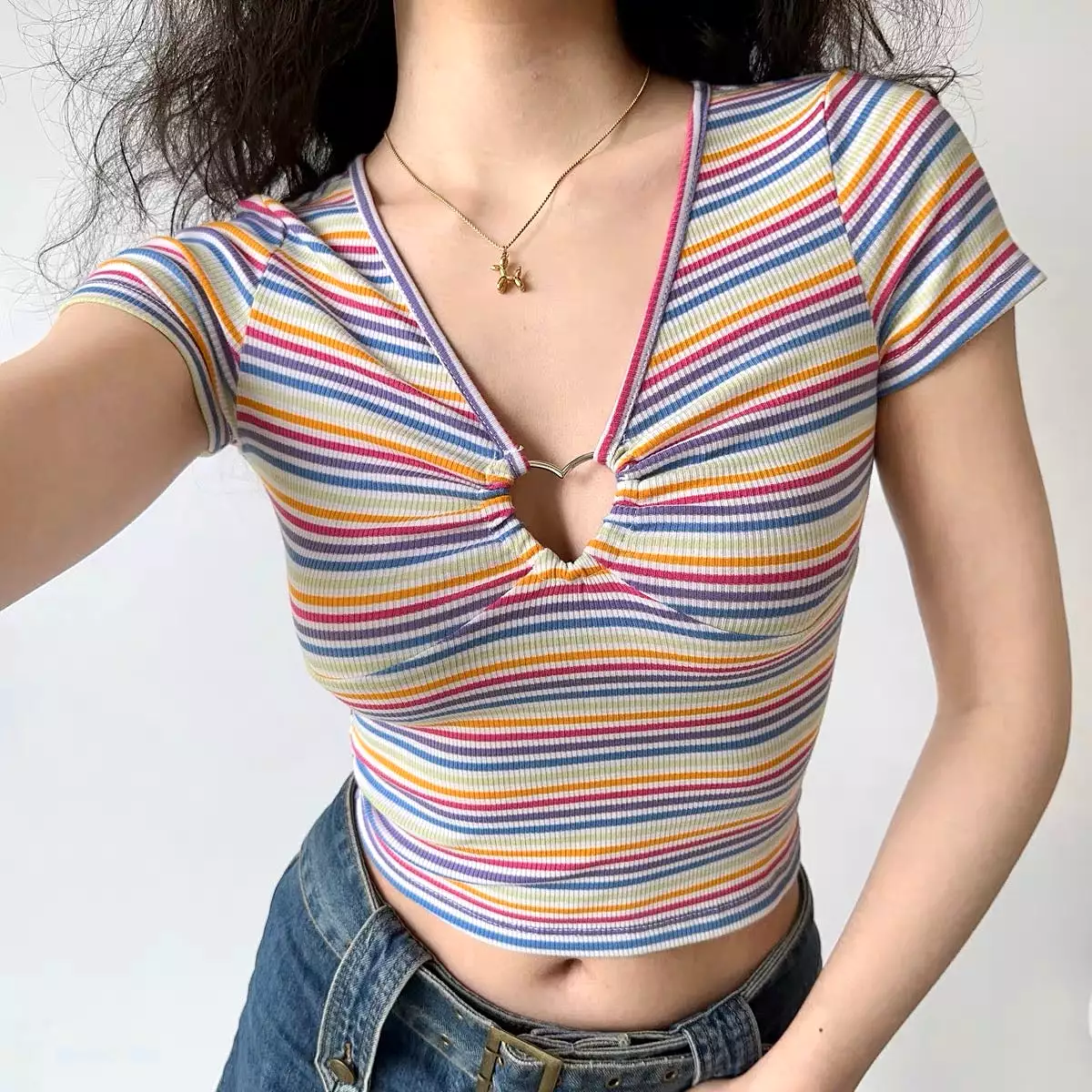 Rainbow Heart Ring Top