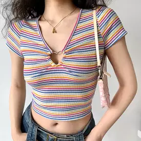 Rainbow Heart Ring Top