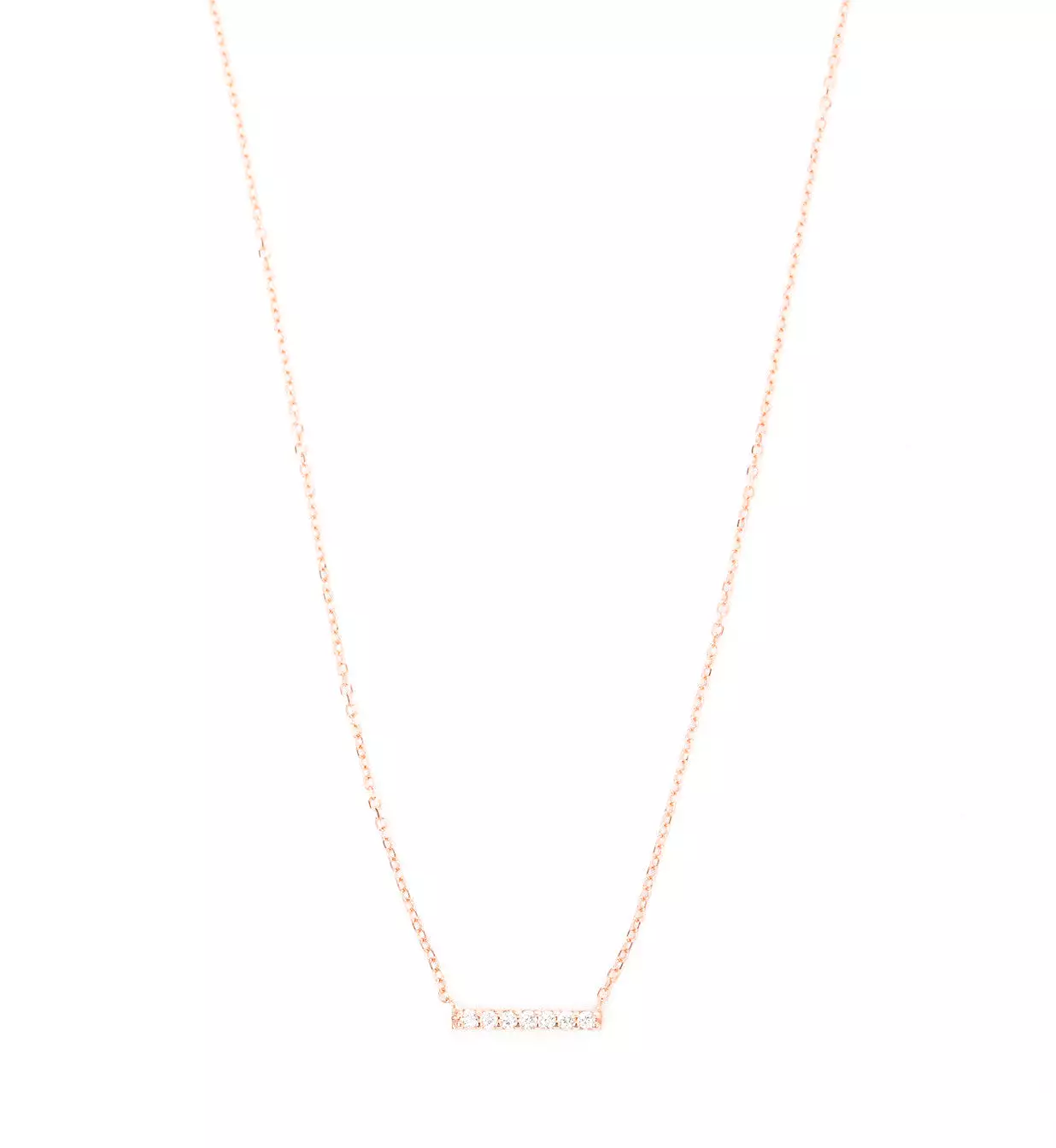 Rose Gold 7 Diamond Tiny Pavé Bar Necklace