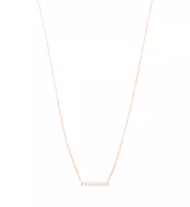 Rose Gold 7 Diamond Tiny Pavé Bar Necklace