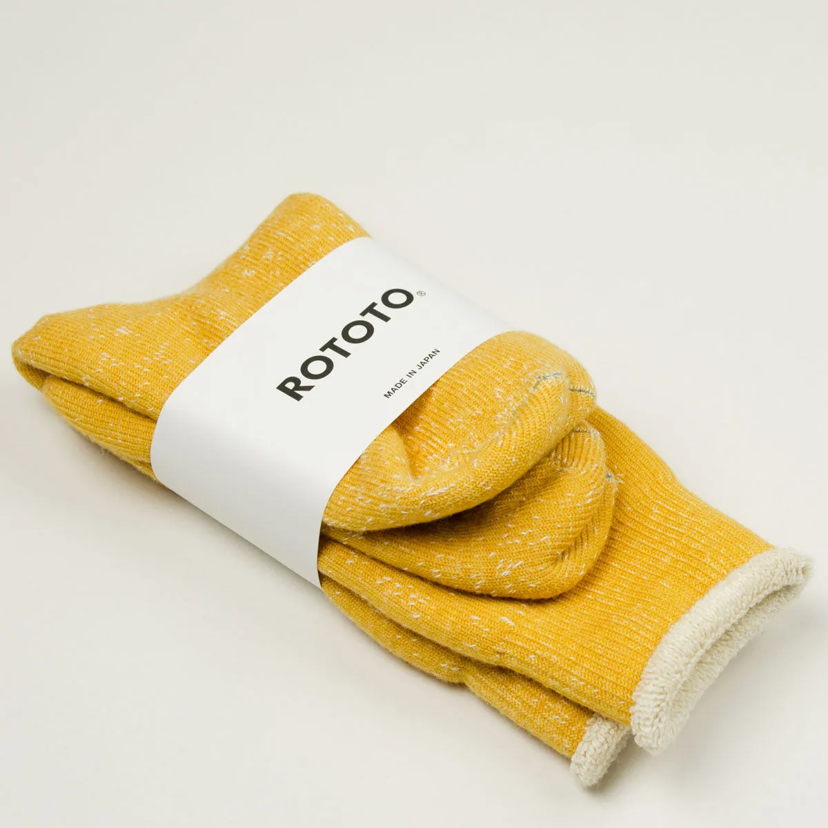 RoToTo - Double Face Merino Cotton Crew Socks - Yellow