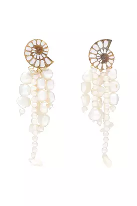 Shell and Pearl Chandelier Earring - Pearl