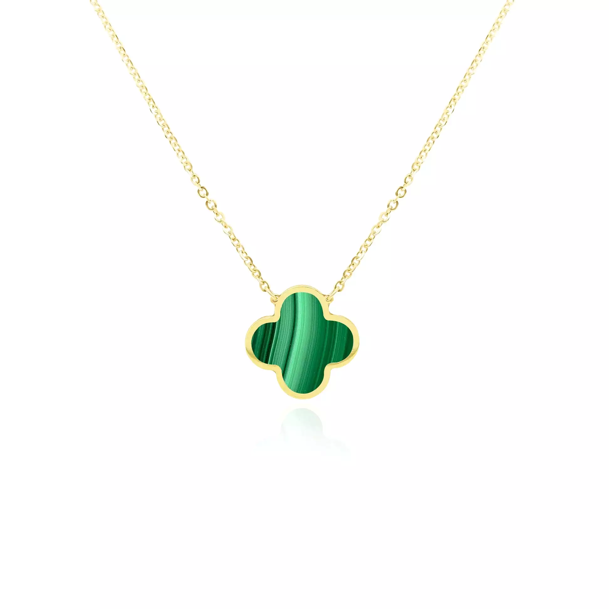 Small Malachite Single Clover Necklace