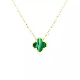 Small Malachite Single Clover Necklace