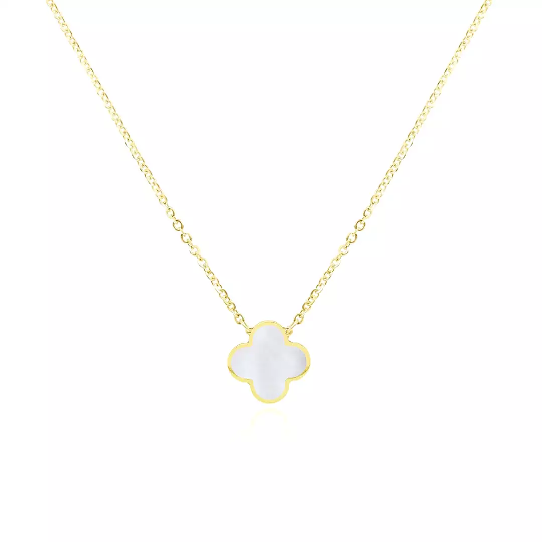 Small Mother of Pearl Single Clover Necklace