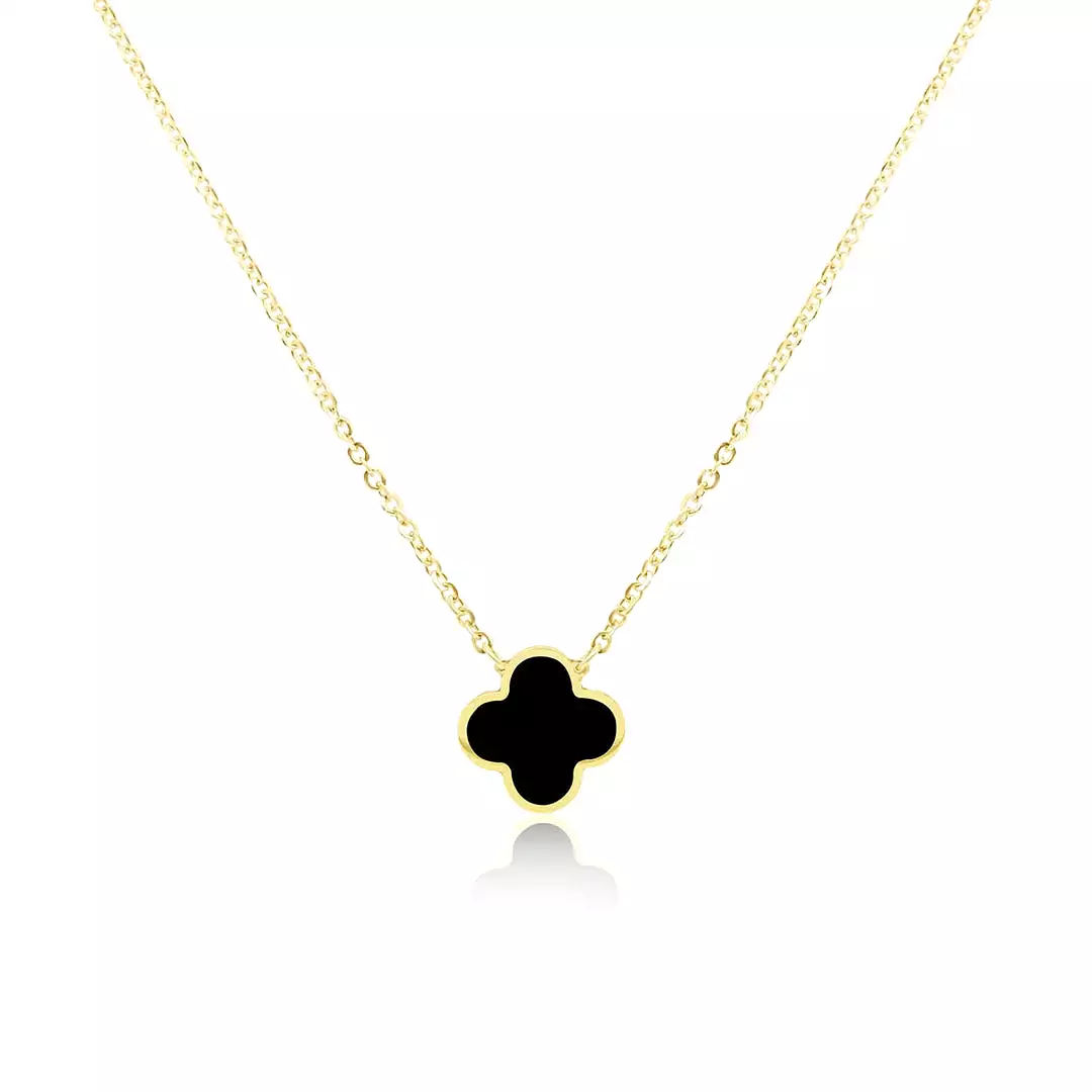 Small Onyx Single Clover Necklace