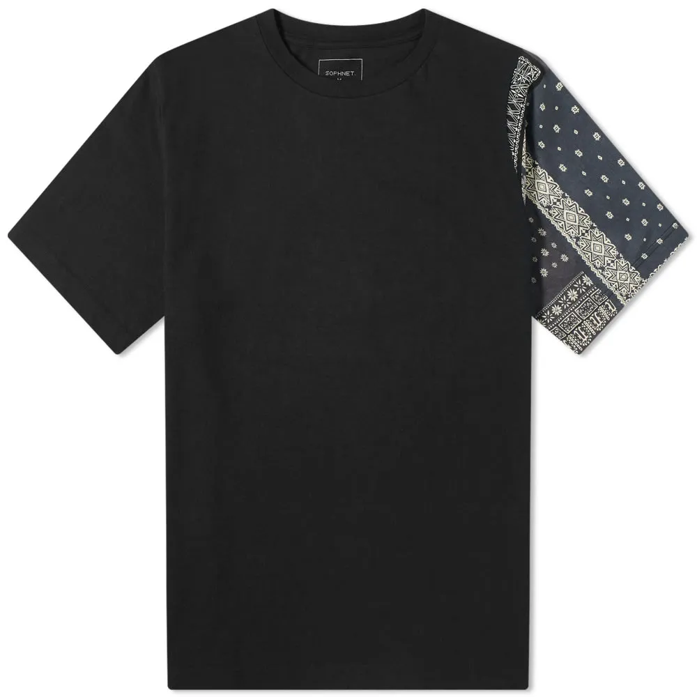 SOPHNET. Bandana Sleeve Panelled Wide TeeBlack