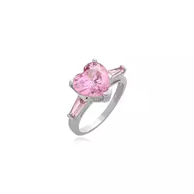 Sterling Silver Pink Paris Heart Ring MK18734