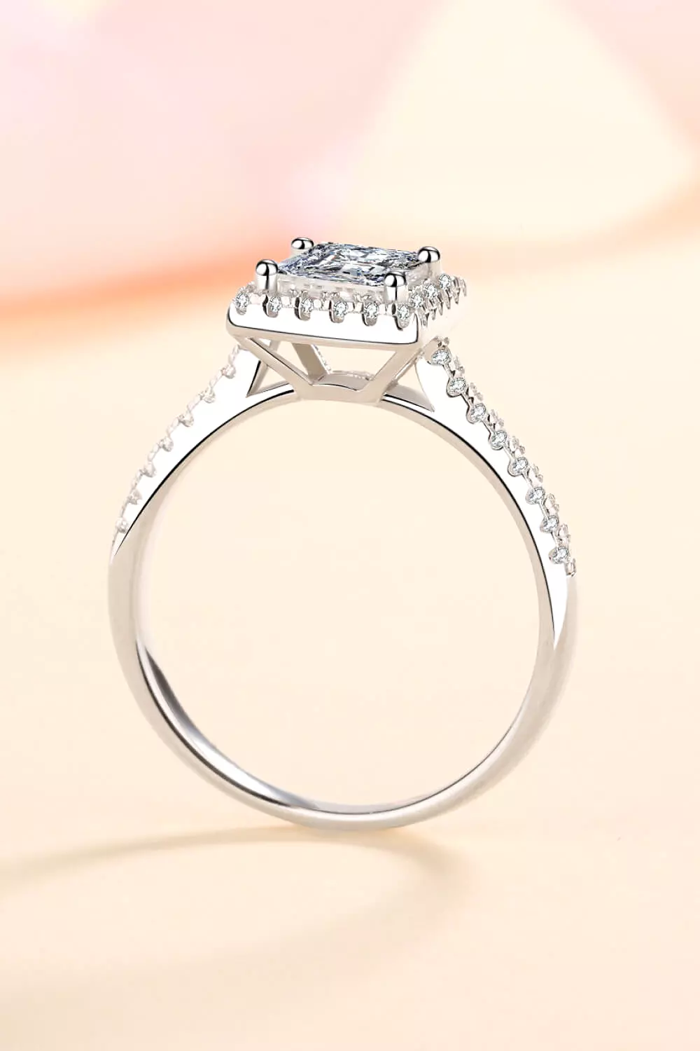 Sterling Silver Square Moissanite Ring