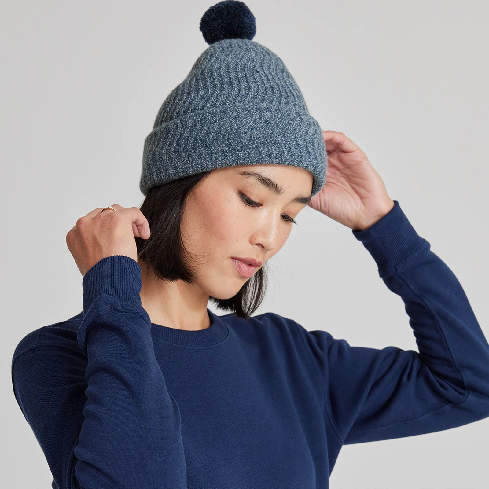 The Pom Beanie - Charcoal Marl