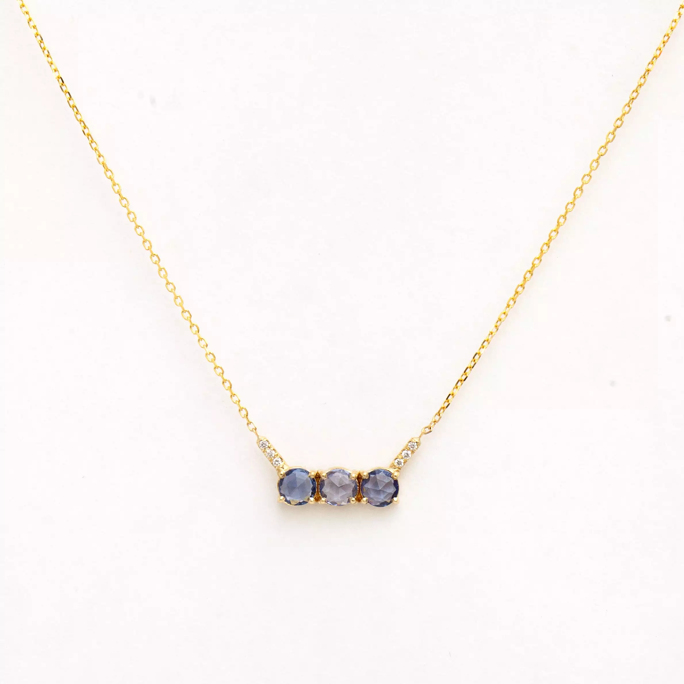 Three Rose-cut Blue Sapphire Equilibrium Necklace