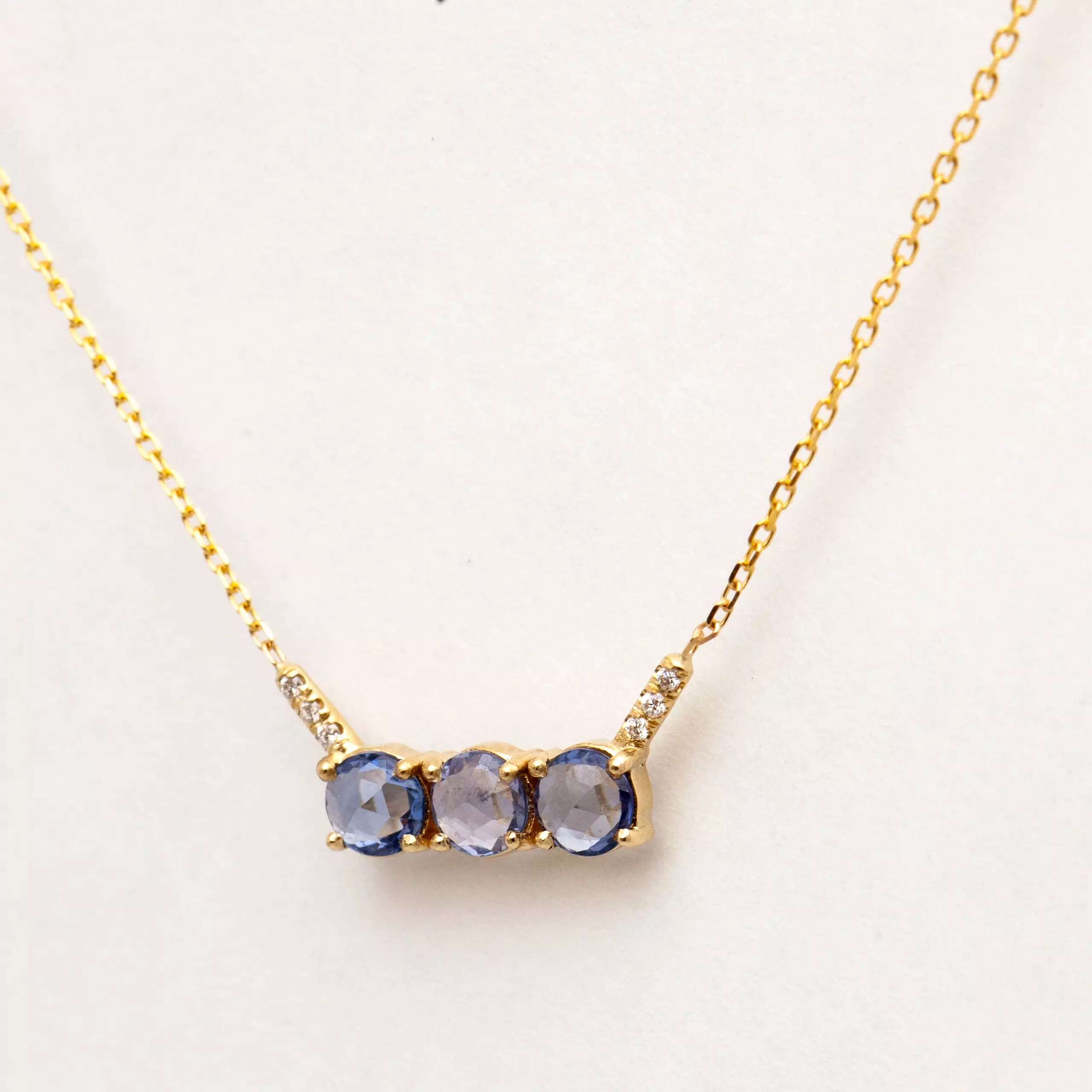 Three Rose-cut Blue Sapphire Equilibrium Necklace