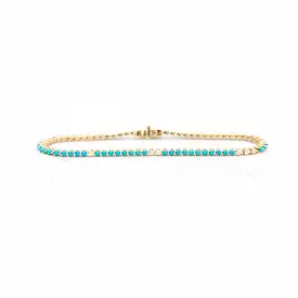 Turquoise & Diamond Tennis Bracelet