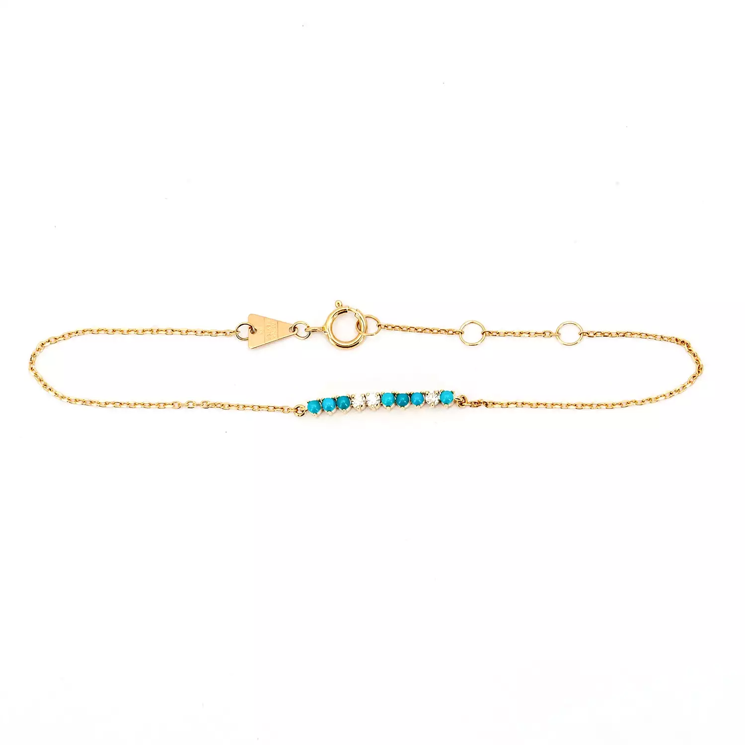 Turquoise and Diamond Rounds Chain Bracelet