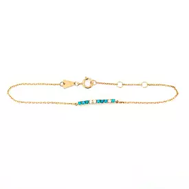 Turquoise and Diamond Rounds Chain Bracelet