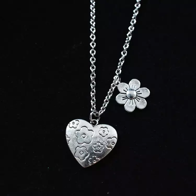 TWO NECKLACES TITANIUM STEEL BEAR FLOWER LOVE NECKLACE BY13011