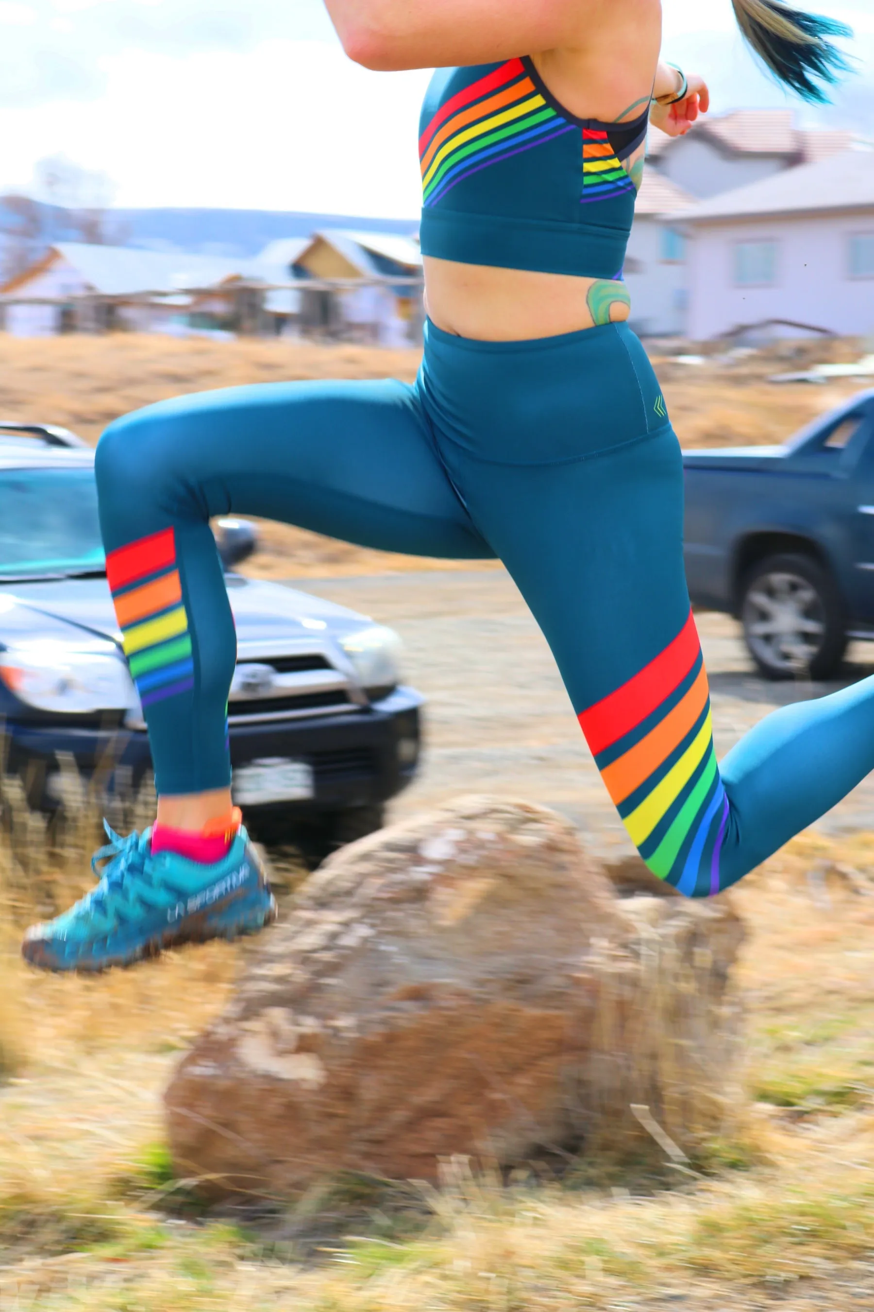 Vintage Rainbow Unity Leggings - Dark Storm