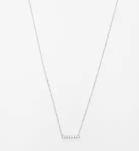 White Gold 7 Diamond Pavé Bar Necklace