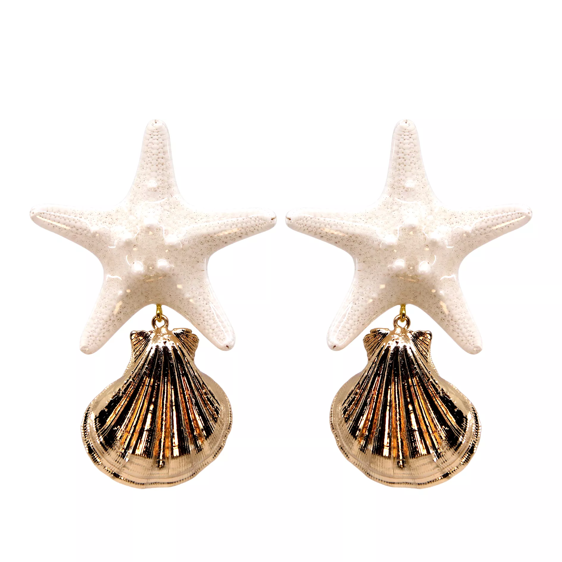 WHITE STARFISH EARRINGS