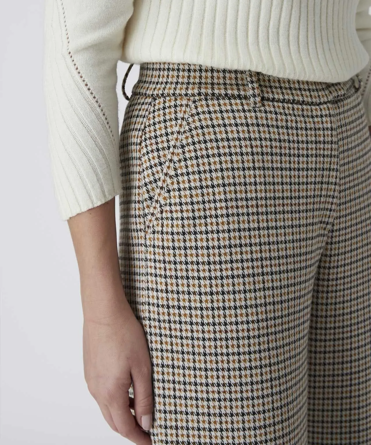 Wide-leg Stretch Check Trousers