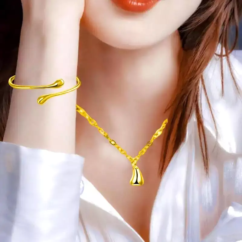 Women 4Pcs Fashion Necklace Earrings Opening Ring Bracelet jewelry sets necklace set S785947