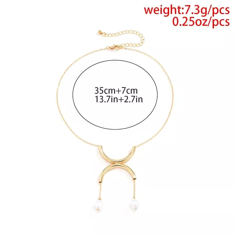 Women's Simple Faux Pearl Semicircle Pendant Necklaces