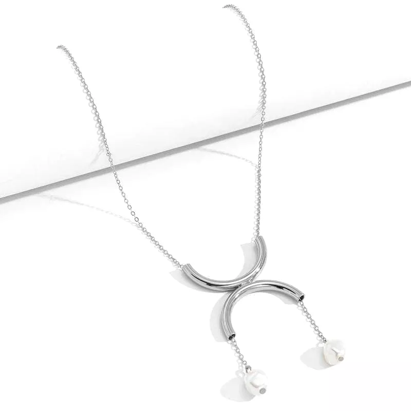 Women's Simple Faux Pearl Semicircle Pendant Necklaces