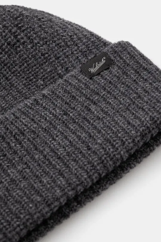 Woolrich wool beanie Knitted Ribbed Beanie gray color CFWOAC0331MRUF0659