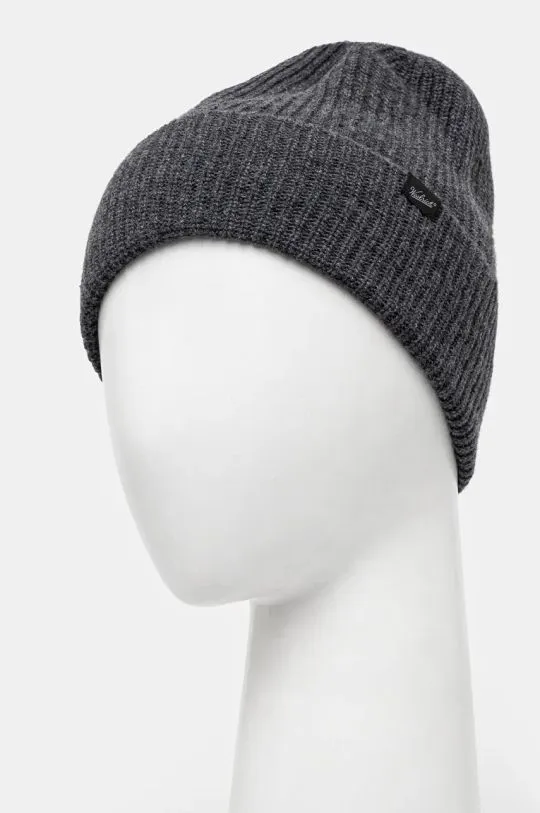 Woolrich wool beanie Knitted Ribbed Beanie gray color CFWOAC0331MRUF0659