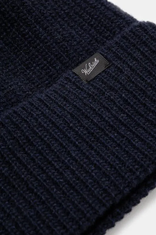 Woolrich wool beanie Knitted Ribbed Beanie navy blue color CFWOAC0331MRUF0659