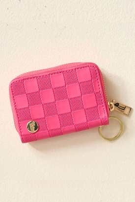 Zip Around Wallet- Hot Pink Check