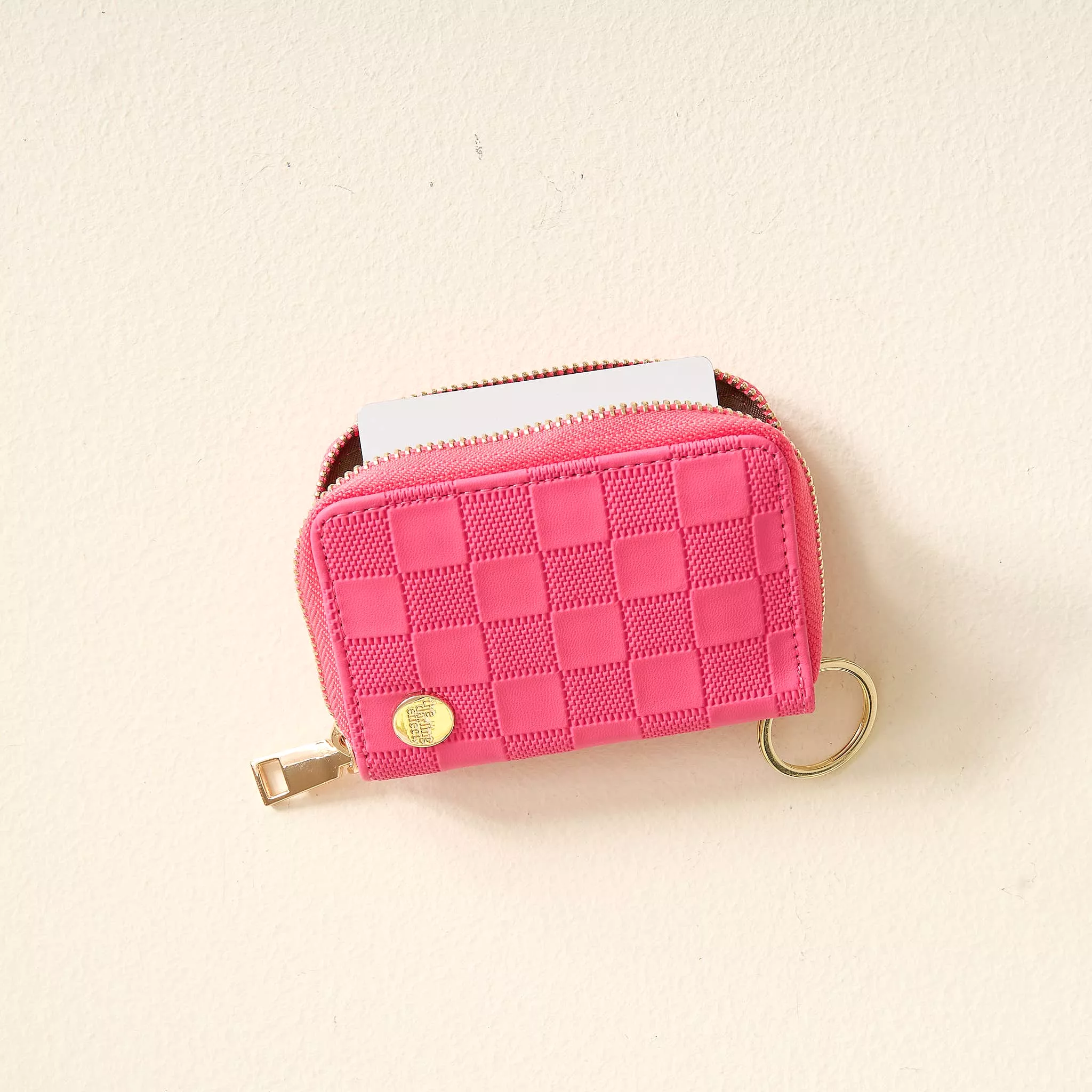 Zip Around Wallet- Hot Pink Check