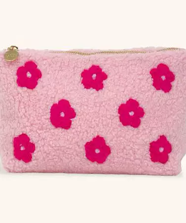 Zippered Teddy Pouch - Pink Floral